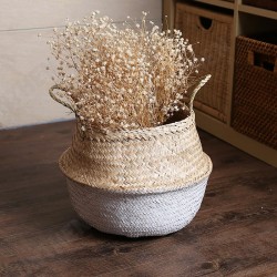 Seagrass Belly Storage Baskets Shopping Bag Box Organizer Plant Pot Half Green Seagrass Belly Storage Baskets Shopping Bag Box Organizer Plant Pot Half Green
