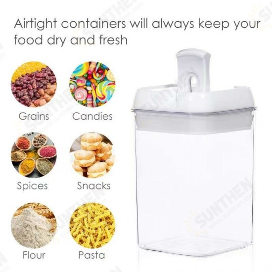 7PCS Airtight Stackable Dry Food Storage Container Cereal Transparent Kitchen