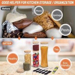Glass Storage Jar 5 Set Food Storage Containers Airtight Food Jars with Bamboo Wooden Lids Glass Storage Jar 5 Set Food Storage Containers Airtight Food Jars with Bamboo Wooden Lids