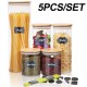 Glass Storage Jar 5 Set Food Storage Containers Airtight Food Jars with Bamboo Wooden Lids
