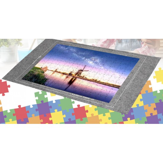 1000/1500 Pieces Puzzle Storage Blankets Kids Adult Landscape Painting Puzzle Mat Jigsaw Roll Mat