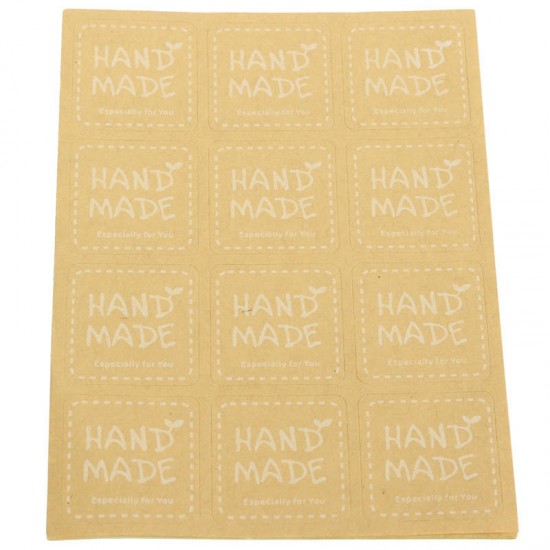 120Pcs Kraft Craft Paper Label Tape Hand Made Seal Sticker DIY Stitch Bags Boxes