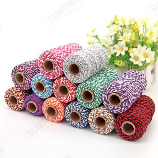 2mm 100m Two-Tone Cotton Rope DIY Handcraft Materials Cotton Twisted Rope Gift Decor Rope Brush