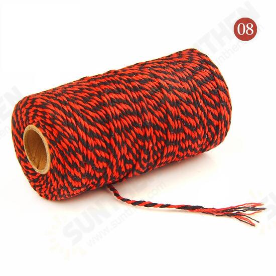 2mm 100m Two-Tone Cotton Rope DIY Handcraft Materials Cotton Twisted Rope Gift Decor Rope Brush