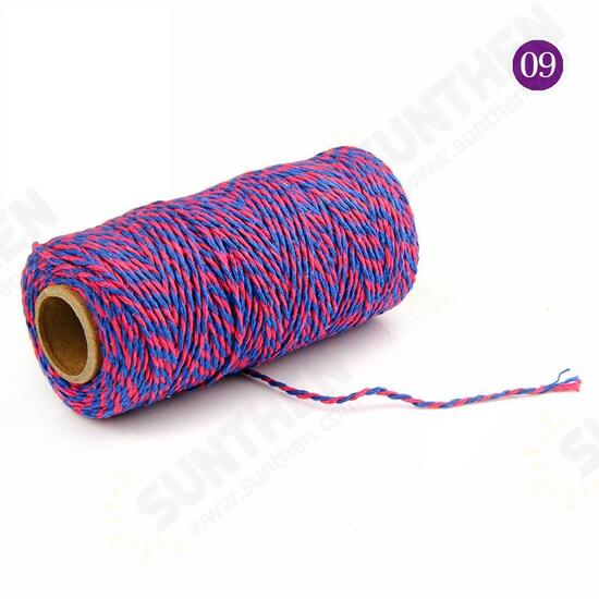 2mm 100m Two-Tone Cotton Rope DIY Handcraft Materials Cotton Twisted Rope Gift Decor Rope Brush