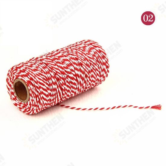 2mm 100m Two-Tone Cotton Rope DIY Handcraft Materials Cotton Twisted Rope Gift Decor Rope Brush