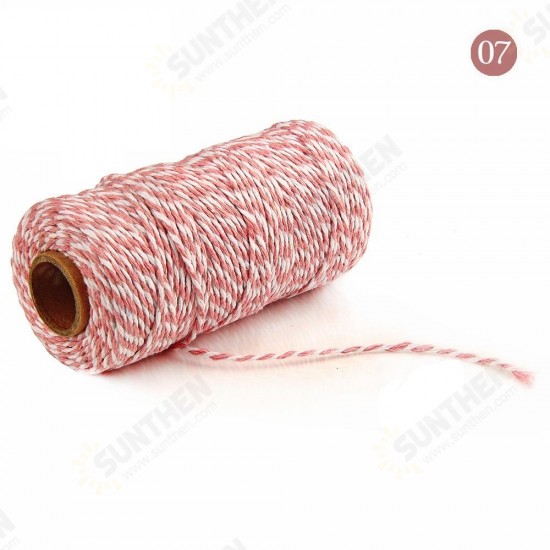 2mm 100m Two-Tone Cotton Rope DIY Handcraft Materials Cotton Twisted Rope Gift Decor Rope Brush