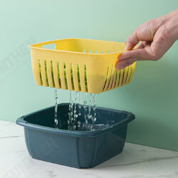 Double Layers Drain Basket Quick Drain Wash Fruits Vegetables Kitchen Tray Storage Basket Kitchen Storage Boxes Double Layers Drain Basket Quick Drain Wash Fruits Vegetables Kitchen Tray Storage Basket Kitchen Storage Boxes