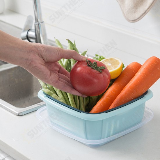 Double Layers Drain Basket Quick Drain Wash Fruits Vegetables Kitchen Tray Storage Basket Kitchen Storage Boxes