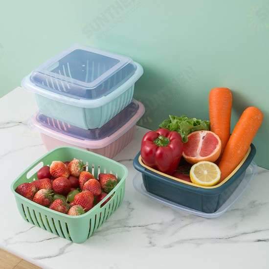 Double Layers Drain Basket Quick Drain Wash Fruits Vegetables Kitchen Tray Storage Basket Kitchen Storage Boxes