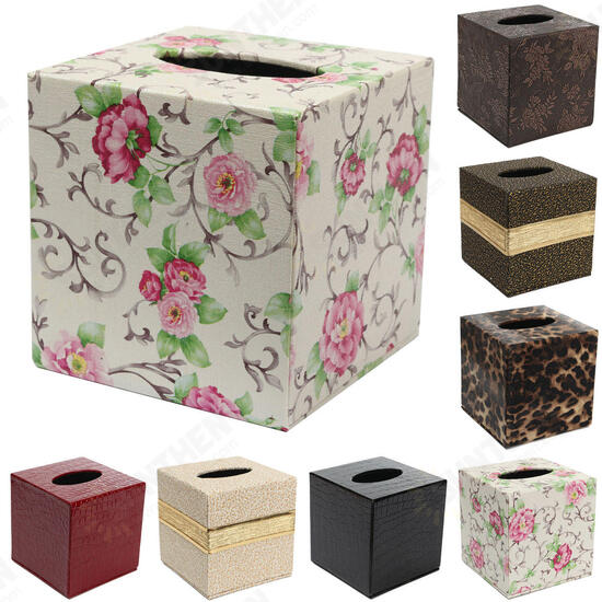 Durable PU Leather Tissue Box Case Cover Paper Napkin Holder Home Office