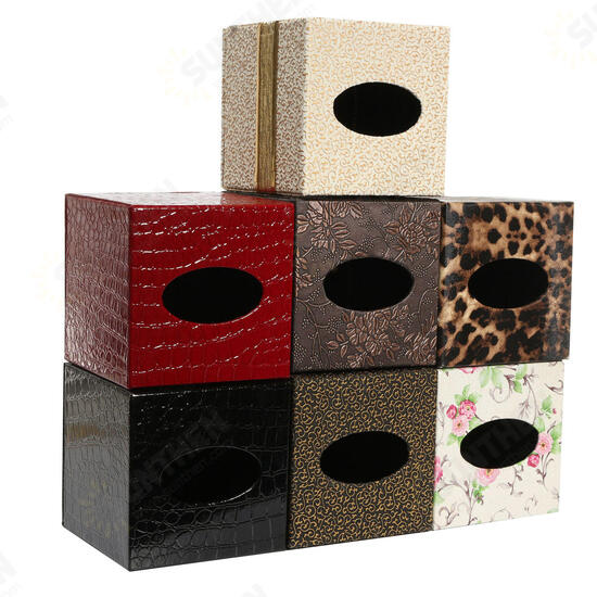 Durable PU Leather Tissue Box Case Cover Paper Napkin Holder Home Office