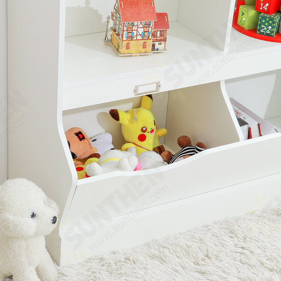 Wooden 4 Cube Storage Organizer Kids Bookcase Bookshelves Storage Organizer for Home Bedroom White