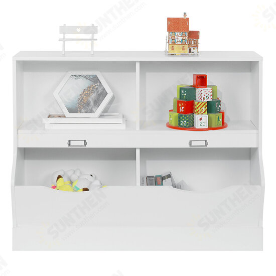 Wooden 4 Cube Storage Organizer Kids Bookcase Bookshelves Storage Organizer for Home Bedroom White