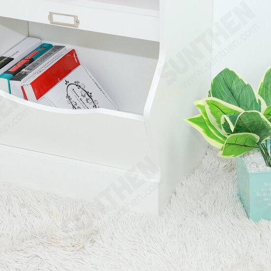 Wooden 4 Cube Storage Organizer Kids Bookcase Bookshelves Storage Organizer for Home Bedroom White