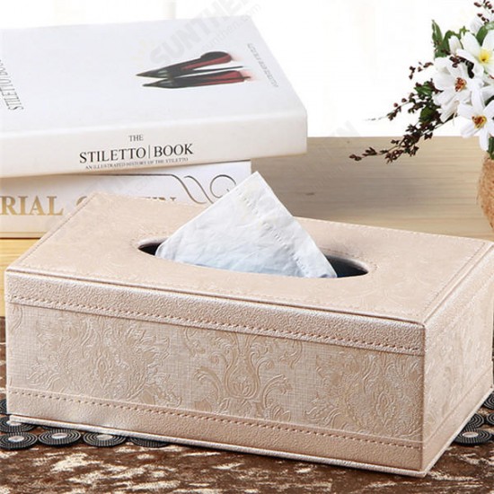 Leather Desktop Car Tissue Box Storage Jewelry Box Reorganize Box Office Pen Container