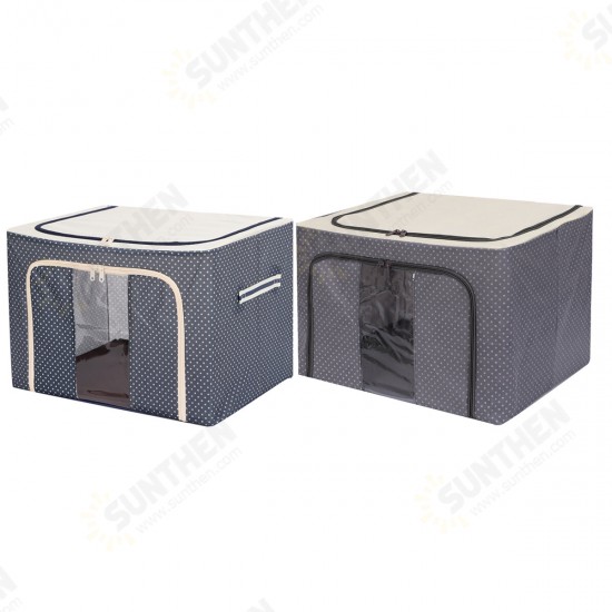 Storage Bags 72L Large Blanket Clothes Organization Containers Bedding Comforters Foldable Organizer Stainless Frame Reinforced Handle Clear Win