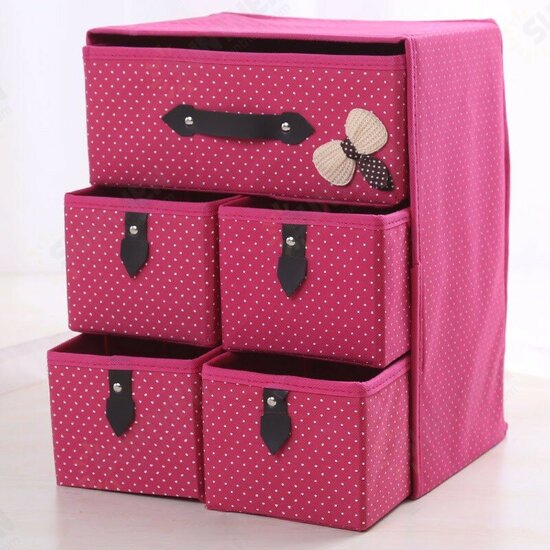 Three Layer Storage Box Five Drawer Non-woven Underwear Cosmetic Makeup Sundries Organizer