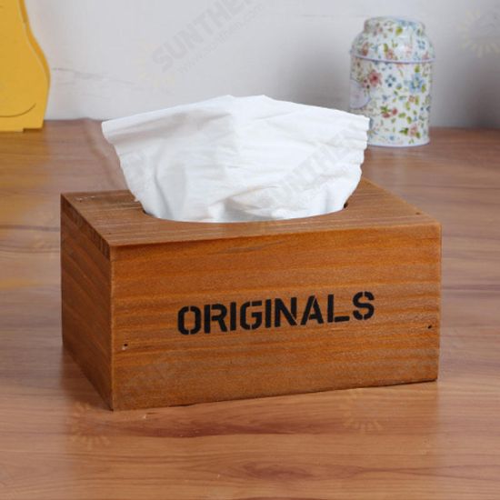 Wooden Antique Vintage Tissue Box Crafted Paper Holder Storage Home Decor Living Room