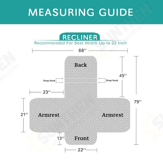 22 inch Breathable Waterproof Wear-Resisting Double-Sided Available Polyester Recliner Chair Slipcover