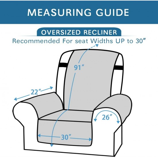 30 inch Larger Breathable Waterproof Wear-Resisting Double-Sided Available Polyester Recliner Chair Slipcover