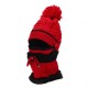 4PCS / Set Winter Thicken Warm Windproof Women Touch Screen Gloves + Neckerchief Scarf + Knitted Pompom Beanie Hat Cap with Fluff + Face Mask