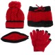 4PCS / Set Winter Thicken Warm Windproof Women Touch Screen Gloves + Neckerchief Scarf + Knitted Pompom Beanie Hat Cap with Fluff + Face Mask