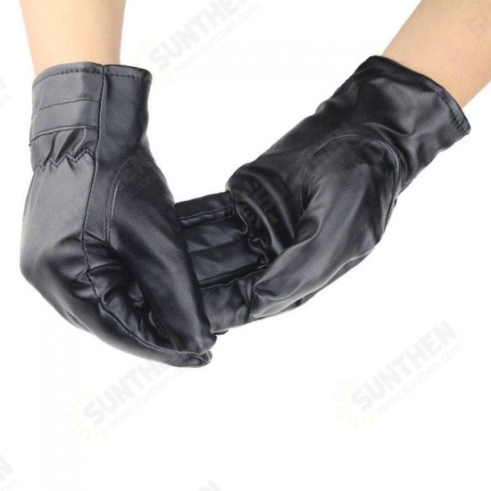 PU Leather Screen Touch Gloves Winter Warm Waterproof Outdoor Motorcycle Bicycle Riding Games Touch-screen Glove