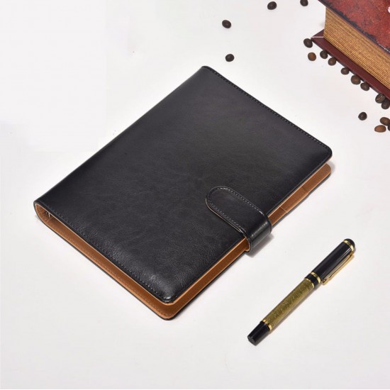 LY Business A5 Magnetic PU Leather Wood-free Paper Loose-leaf Notebook with Card Holder Pen Slot