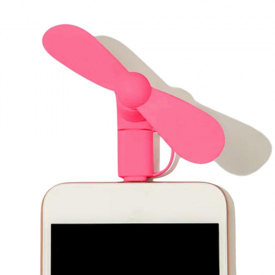 Mini USB Fan 2-IN-1 for Lightning Type-C Interface Portable Fan for Mobile Phone Power Bank