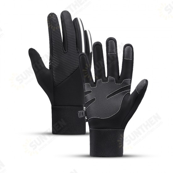 Winter Warm Waterproof 3-Finger Touch Sensitive Outdoors Motorcycle Riding Gloves with Reflective