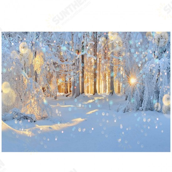 5x3FT 7x5FT 8x6FT Winter Snow Light Forest Photography Backdrop Background Studio Prop