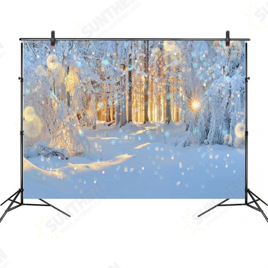 5x3FT 7x5FT 8x6FT Winter Snow Light Forest Photography Backdrop Background Studio Prop