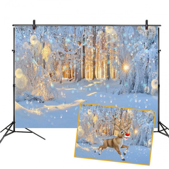 5x3FT 7x5FT 8x6FT Winter Snow Light Forest Photography Backdrop Background Studio Prop