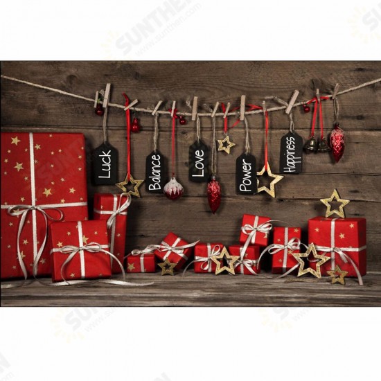 90x150cm/3x5ft Wooden Gift Box Christmas Background Vinyl Fabric Photography