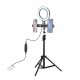 PKT3036 6.2 Inch USB Controller Video Ring Light with 110CM Tripod Light Stand Dual Phone Clip for Tik Tok Youtube Live Streaming