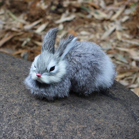 15cm Mini Realistic Cute White Plush Rabbits Fur Lifelike Animal Furry Easter Bunny Stuffed Plush Toy