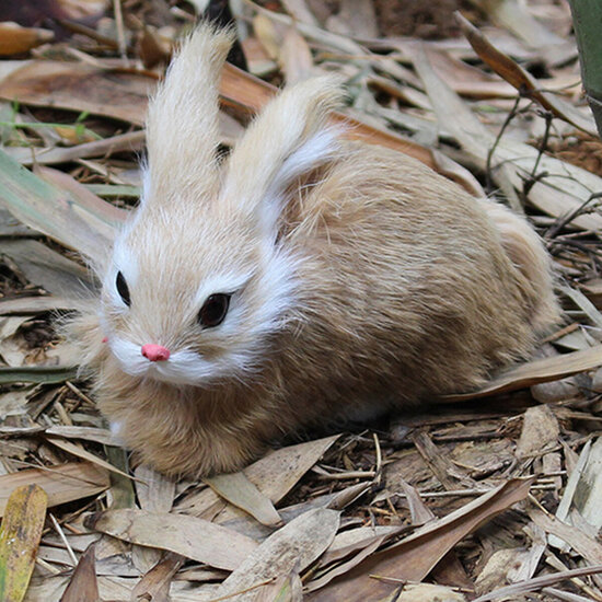 15cm Mini Realistic Cute White Plush Rabbits Fur Lifelike Animal Furry Easter Bunny Stuffed Plush Toy