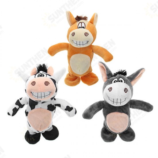 20cm Talking Donkey Sound Record Stuffed Animal Plush Cow Walking Electronic Moving Doll