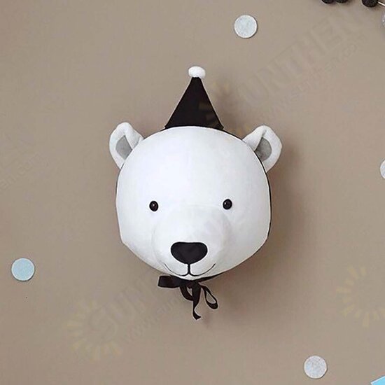 3D Plush Animal Heads Elephant Bear Deer Wall Decor for Children Christmas Birthday Stuffed Plush Toy