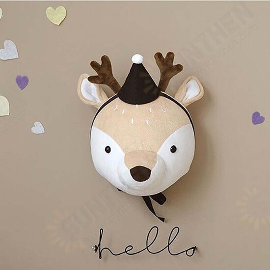 3D Plush Animal Heads Elephant Bear Deer Wall Decor for Children Christmas Birthday Stuffed Plush Toy