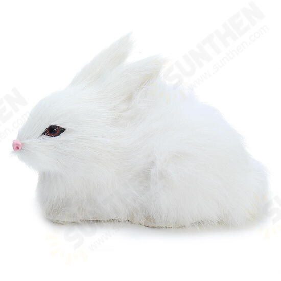Lifelike Rabbit Crouching Animals Models Handmade Realistic Dolls Stuffed Plush Toy