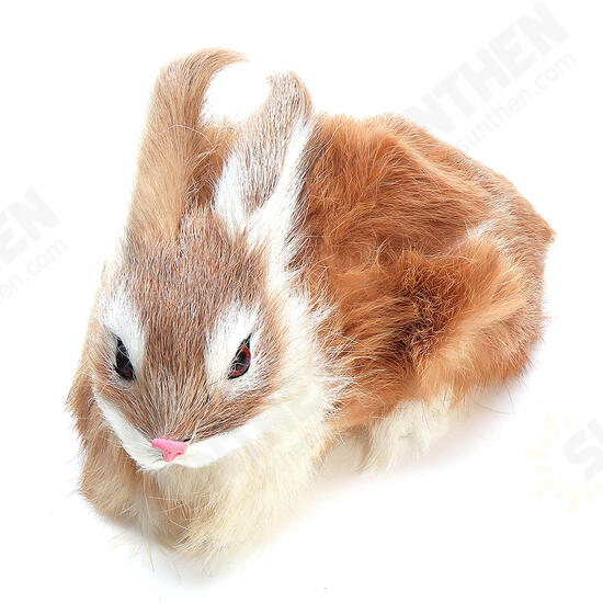 Lifelike Rabbit Crouching Animals Models Handmade Realistic Dolls Stuffed Plush Toy