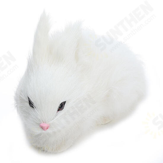 Lifelike Rabbit Crouching Animals Models Handmade Realistic Dolls Stuffed Plush Toy