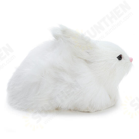 Lifelike Rabbit Crouching Animals Models Handmade Realistic Dolls Stuffed Plush Toy
