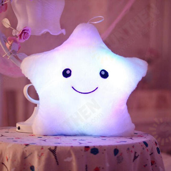 Smile Star LED Flash Light Stuffed Cushion Soft Cotton Plush Throw Pillow Decor Children Valentines Gift Toy