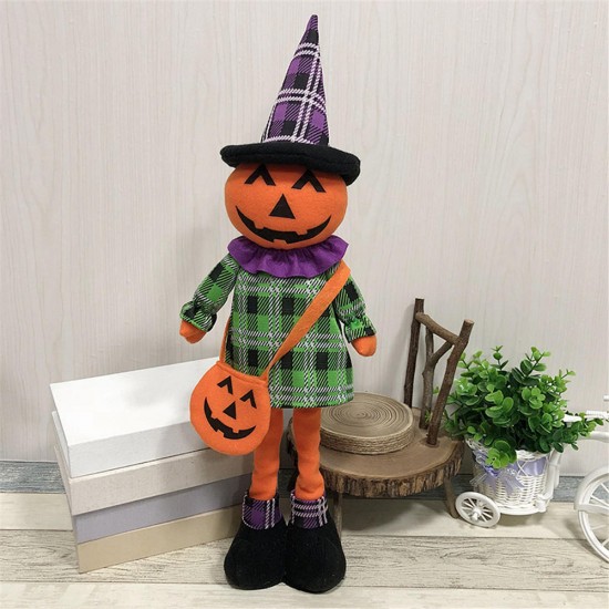 Stretchable Stuffed Plush Toy Halloween Party Cute Pumpkin Witch Decoration Toys