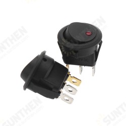 10Pcs Rocker Switch with Red LED Light On/Off Round Boat Rocker Switch 20A/12V DC