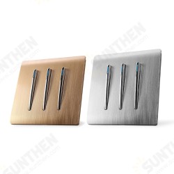 110-250V 1 Way 3 Gang Wall Light Lamp Switch Panel Control Push Buttons Luminous