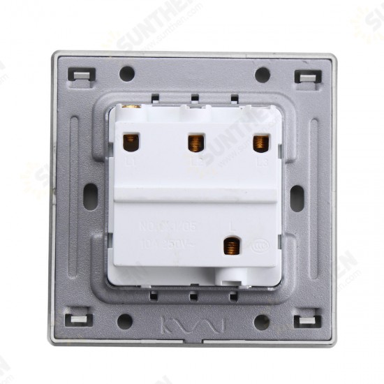 110-250V 1 Way 3 Gang Wall Light Lamp Switch Panel Control Push Buttons Luminous